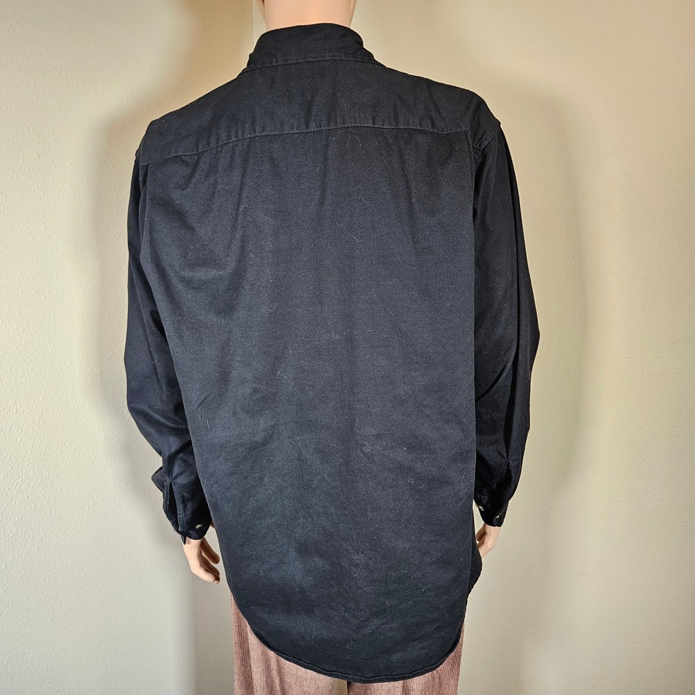 Wrangler Premium Quality Mens Large Black Cotton Long Sleeve Work Shirt HLB1WHA - Picture 3 of 14